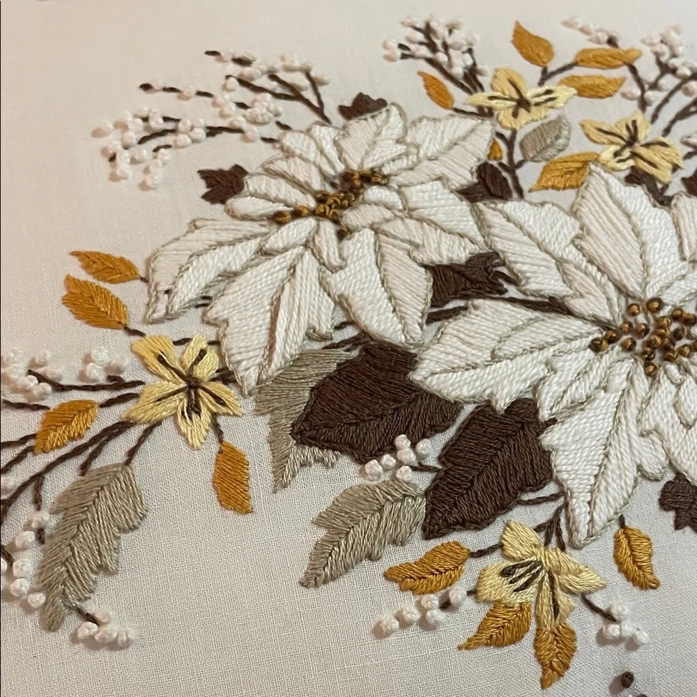Vintage Floral Embroidered Pillow